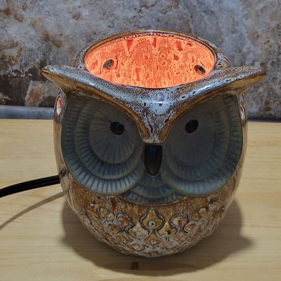 Intertek Ceramic Owl Electric Wax Warmer Brown Glazed Missing Top - Picture 3 of 12